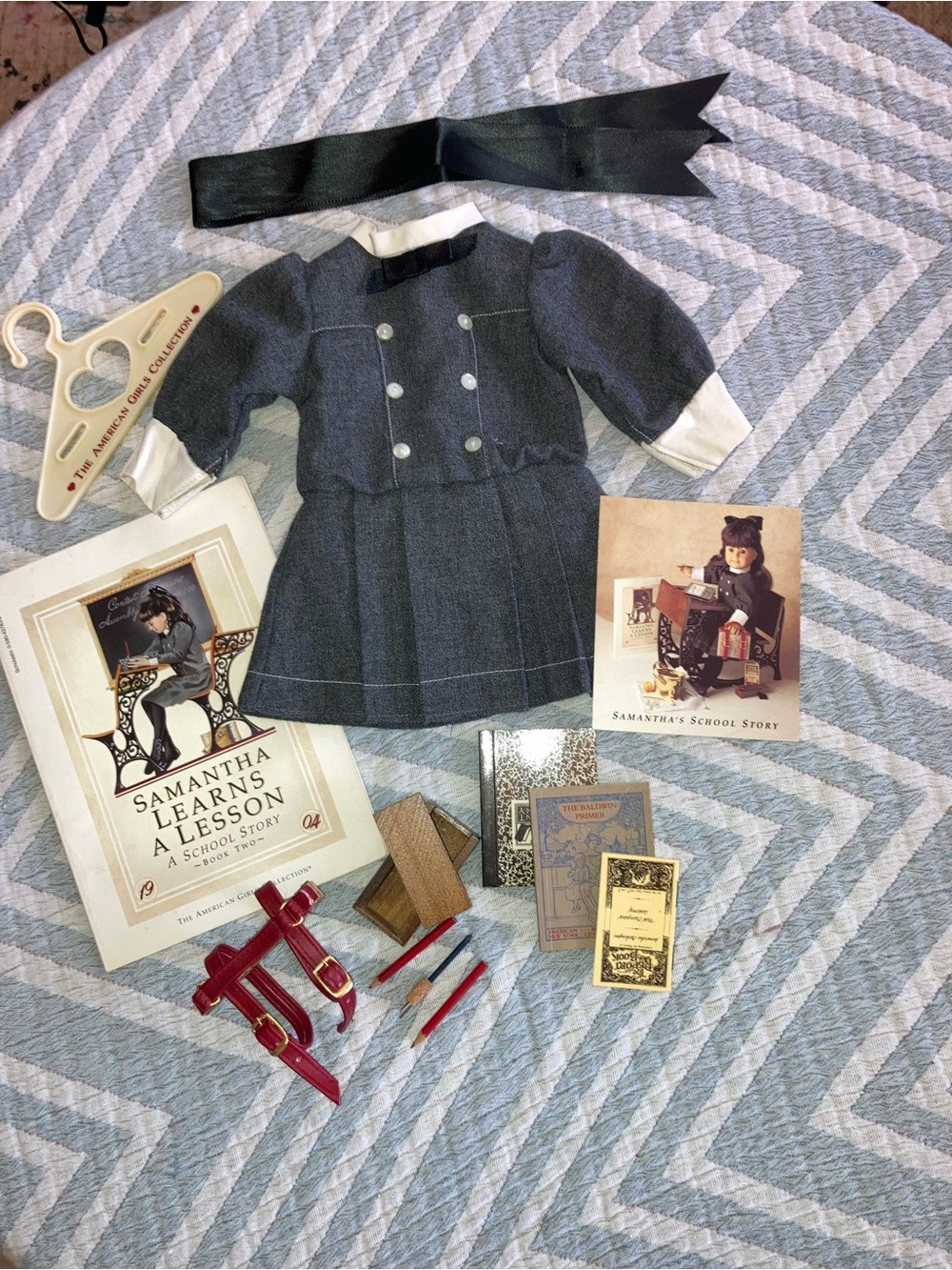 Pleasant Company American Girl Samantha Buster Brown School Dress and Supplies